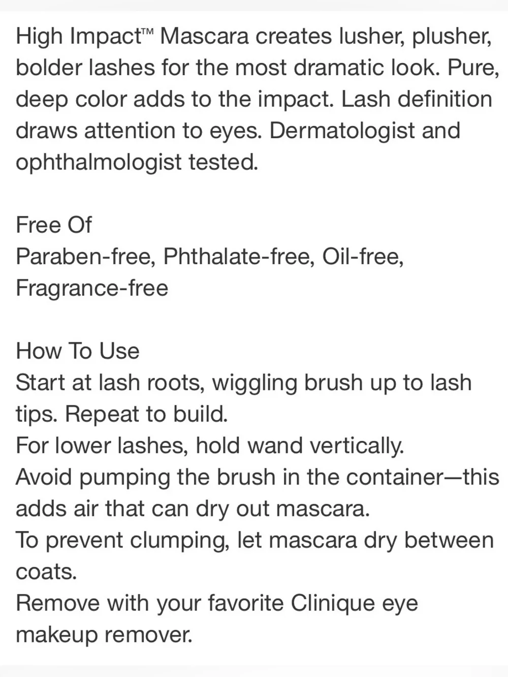 CLINQUE HIGH IMPACT MASCARA COLOR #01 BLACK TRAVEL SIZE